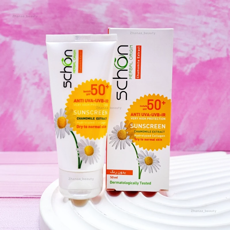 ضد آفتاب شون مدل بی رنگ با SPF 50 مناسب پوست نرمال تا خشک حجم 50 میل