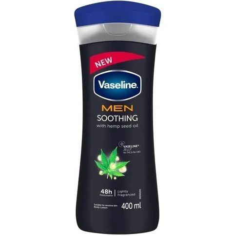 لوسیون بدن وازلین مردانه مدل روغن شاهدانه Vaseline MEN Hemp Seed Oil Soothing حجم 400 میل